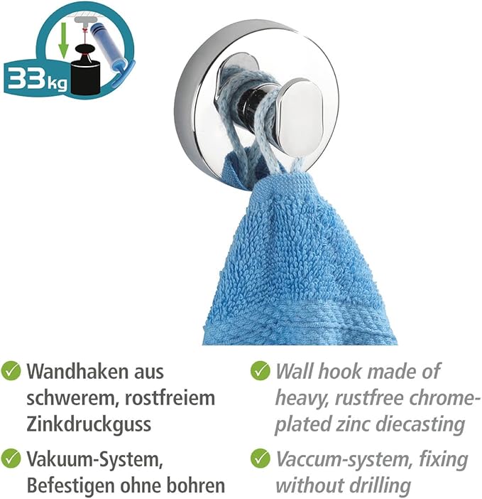 Vacuum-Loc Wall Hooks Duo Capri – Drill-Free & Strong Wall Mounting for Bathroom & Kitchen