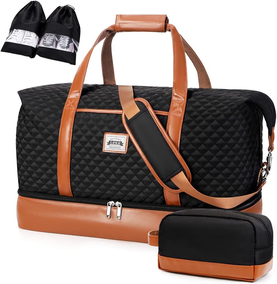 50L Waterproof Weekend Duffel Bag with Toiletry and Shoe Compartments