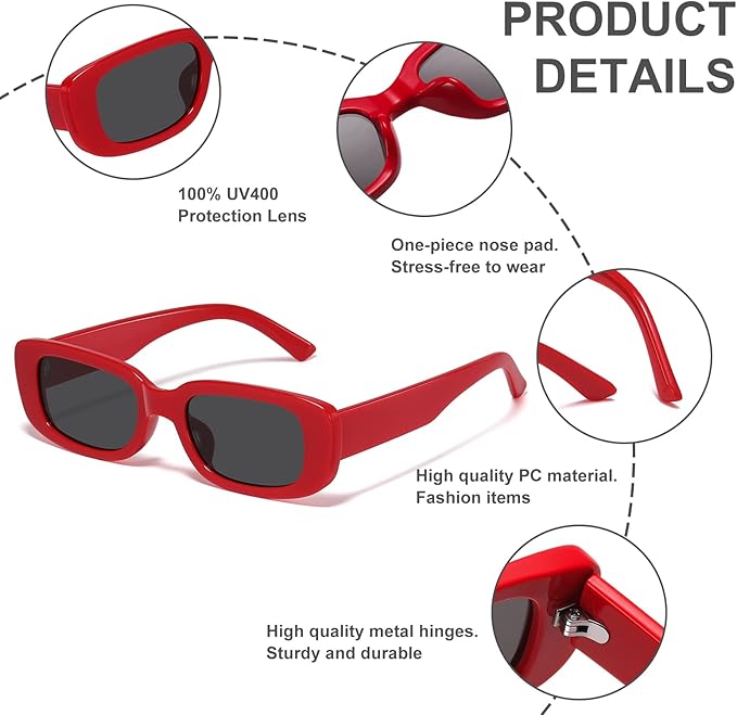 Rectangular Retro Y2K Sunglasses for Summer 2025 - Aria