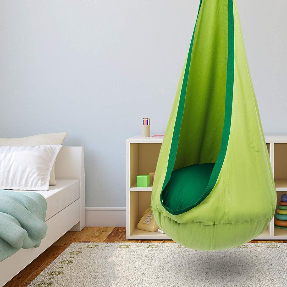 Children's Hanging Chair with Air Cushion for Indoors & Outdoors