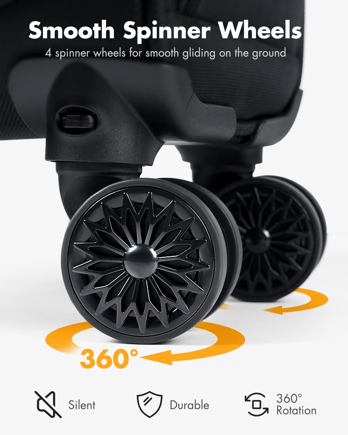 Airline-approved under-seat luggage with spinner wheels and laptop compartment