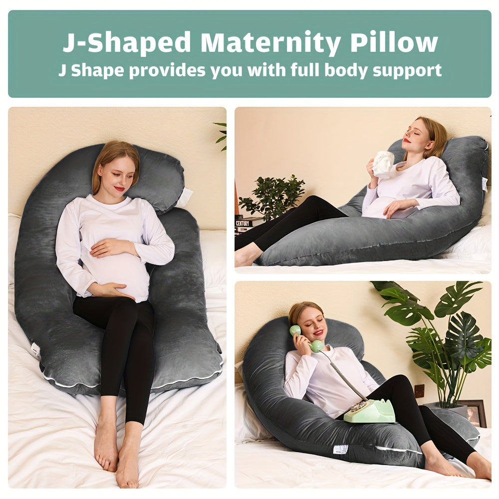 Comfortable J-Shaped Pregnancy Pillow – Full Body Support
