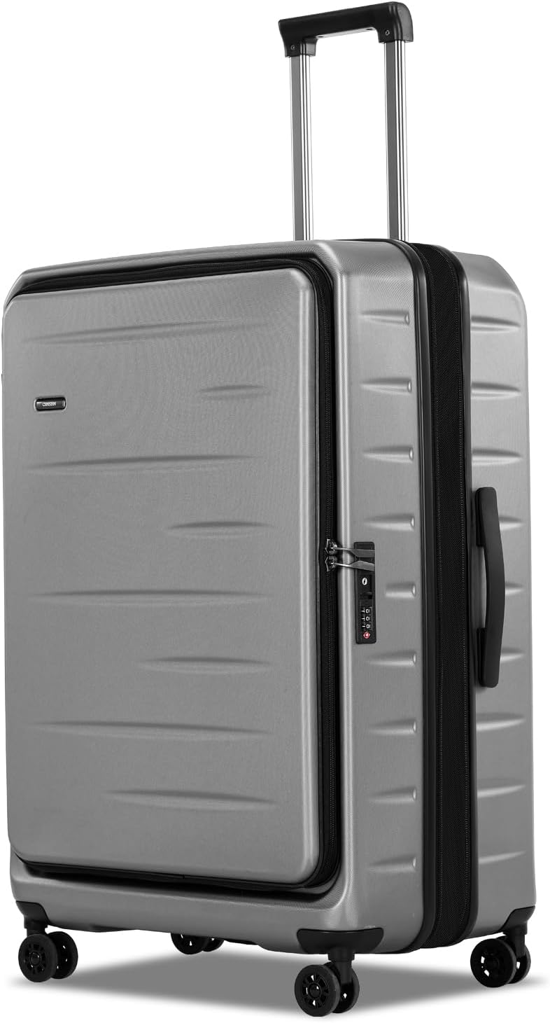 Expandable Hard Shell Suitcase with Front Pocket and TSA Lock