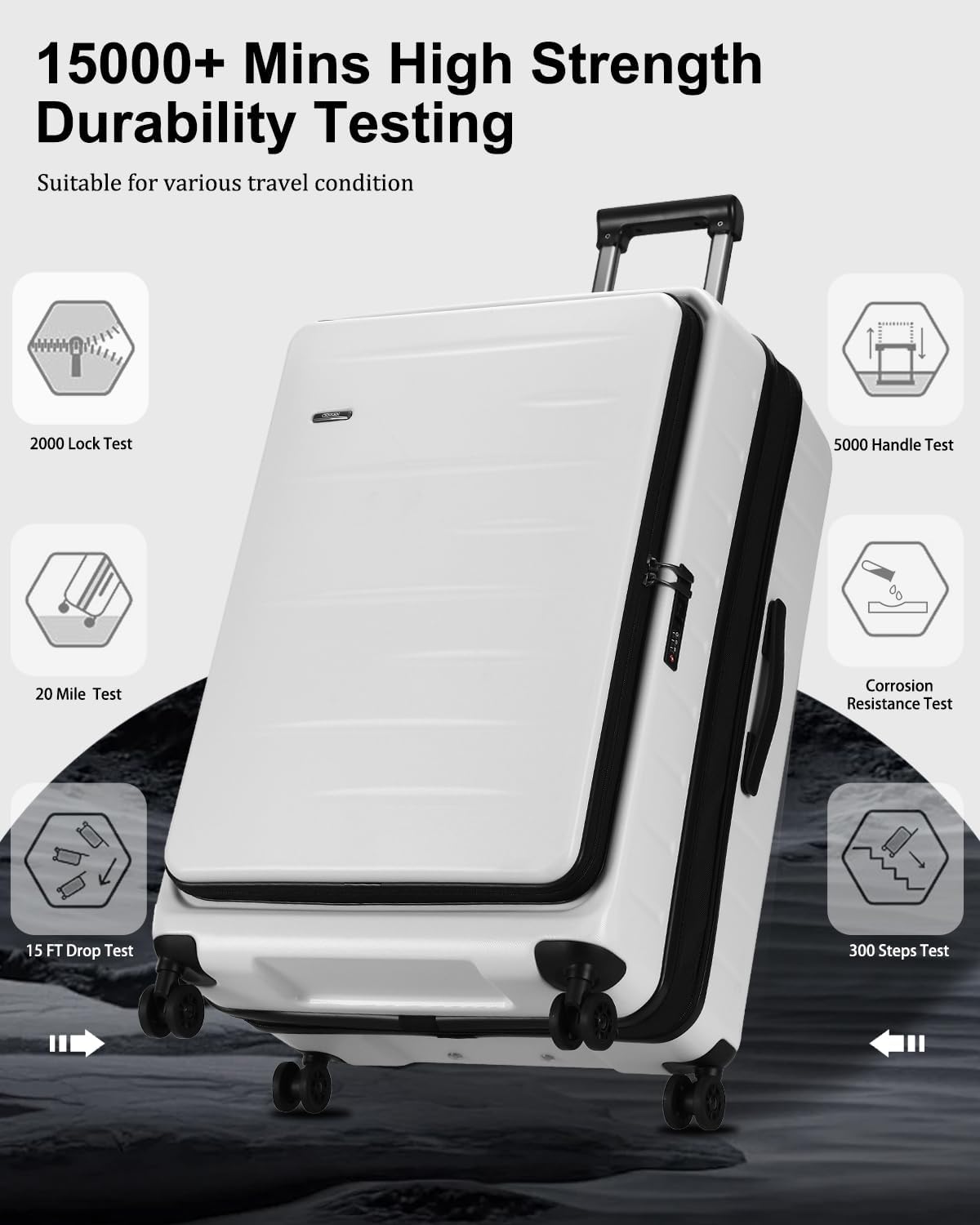 Expandable Hard Shell Suitcase with Front Pocket and TSA Lock