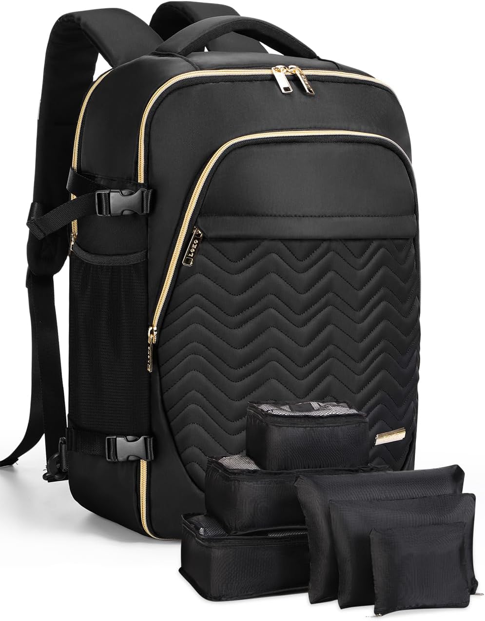 40L Flight-Compatible Travel Trolley with 6 Packing Cubes and Laptop Compartment