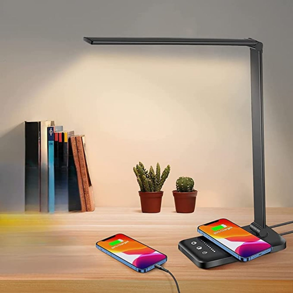 Modern Adjustable LED Desk Lamp with USB Charging Port - BrightEase