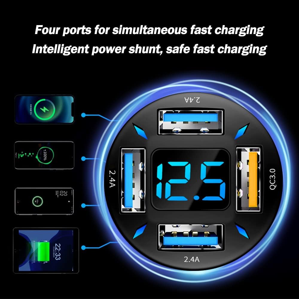 Car Charger 66W Super Fast Charging with USB PD & QC 3.0 – Universal for 12-24V Cigarette Lighter
