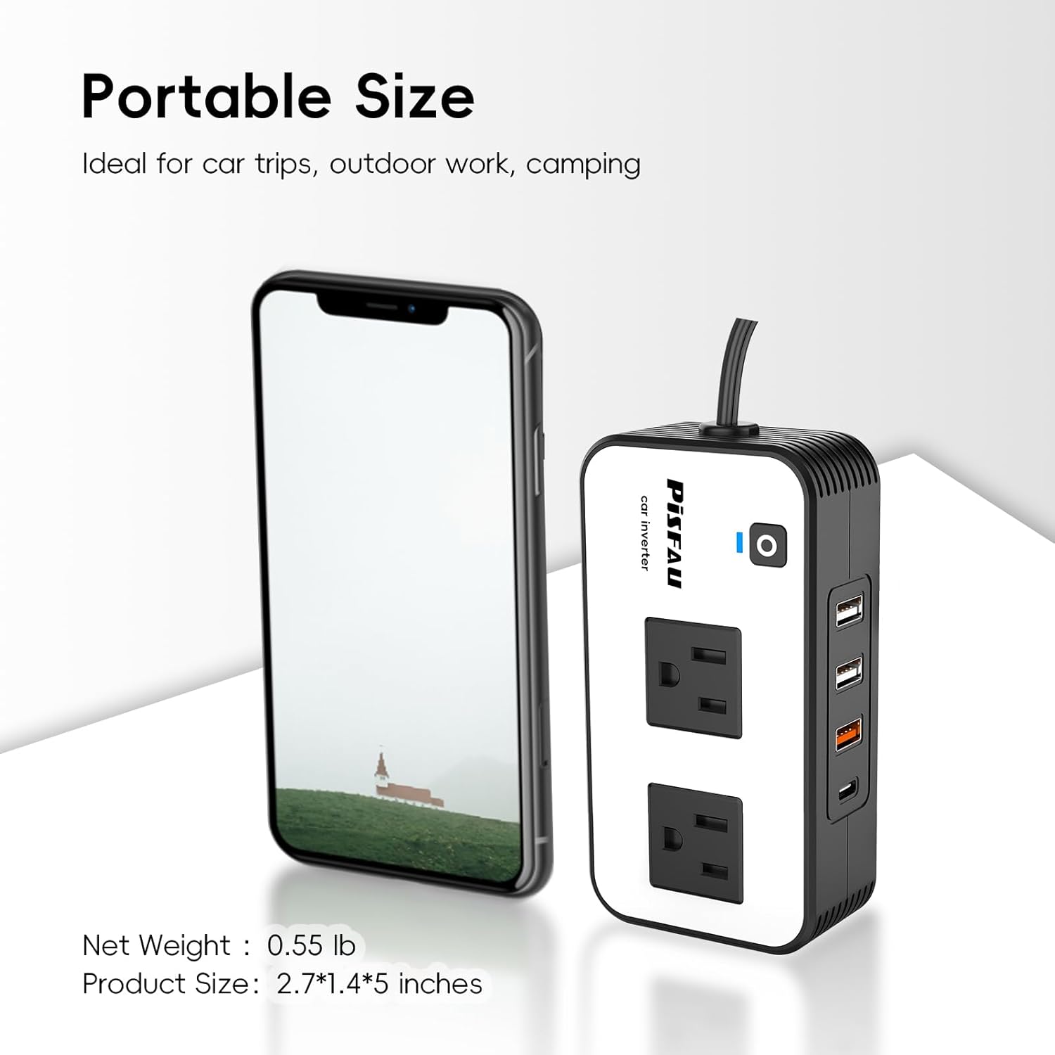 200W Car Inverter – DC 12V to 220V AC with USB-C & Fast Charging Function