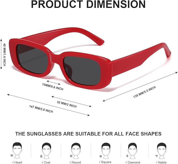 Rectangular Retro Y2K Sunglasses for Summer 2025 - Aria