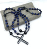 Tiger's Eye and Lapis Lazuli Cross Rosary Necklace for Men – Orion