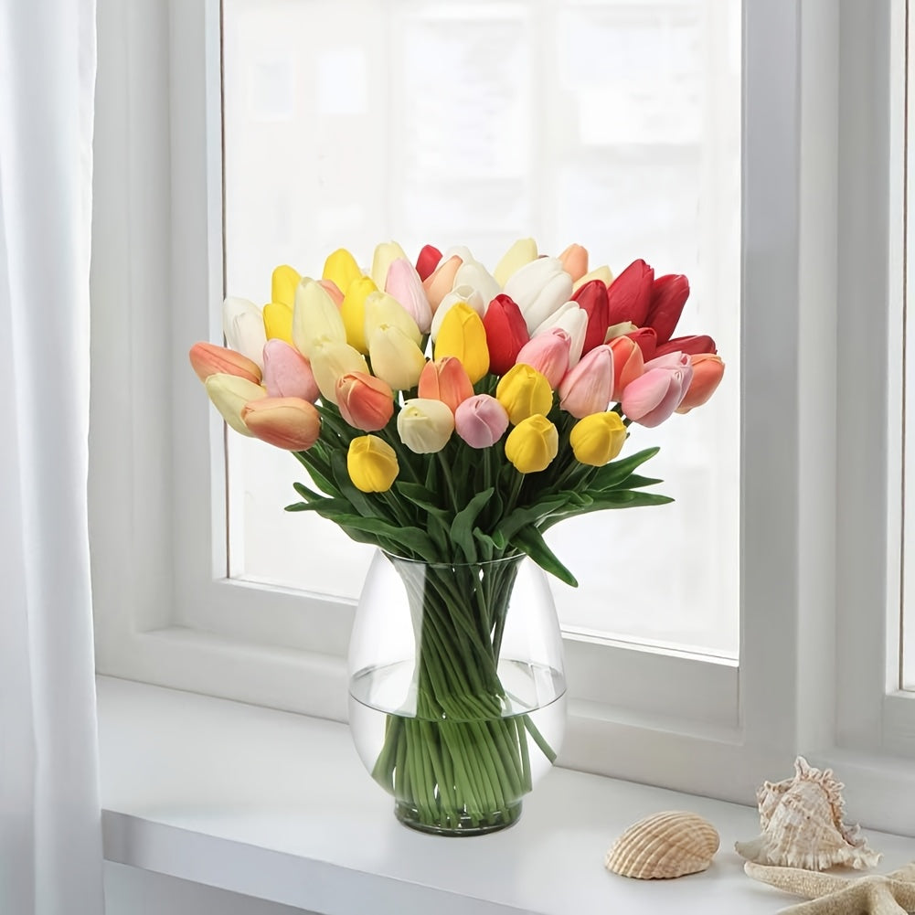 Set of 10 Artificial White Tulips – Perfect for Weddings, Photography, and Interior Decoration
