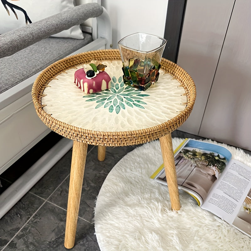 Scandinavian Rattan Side Table - Elin