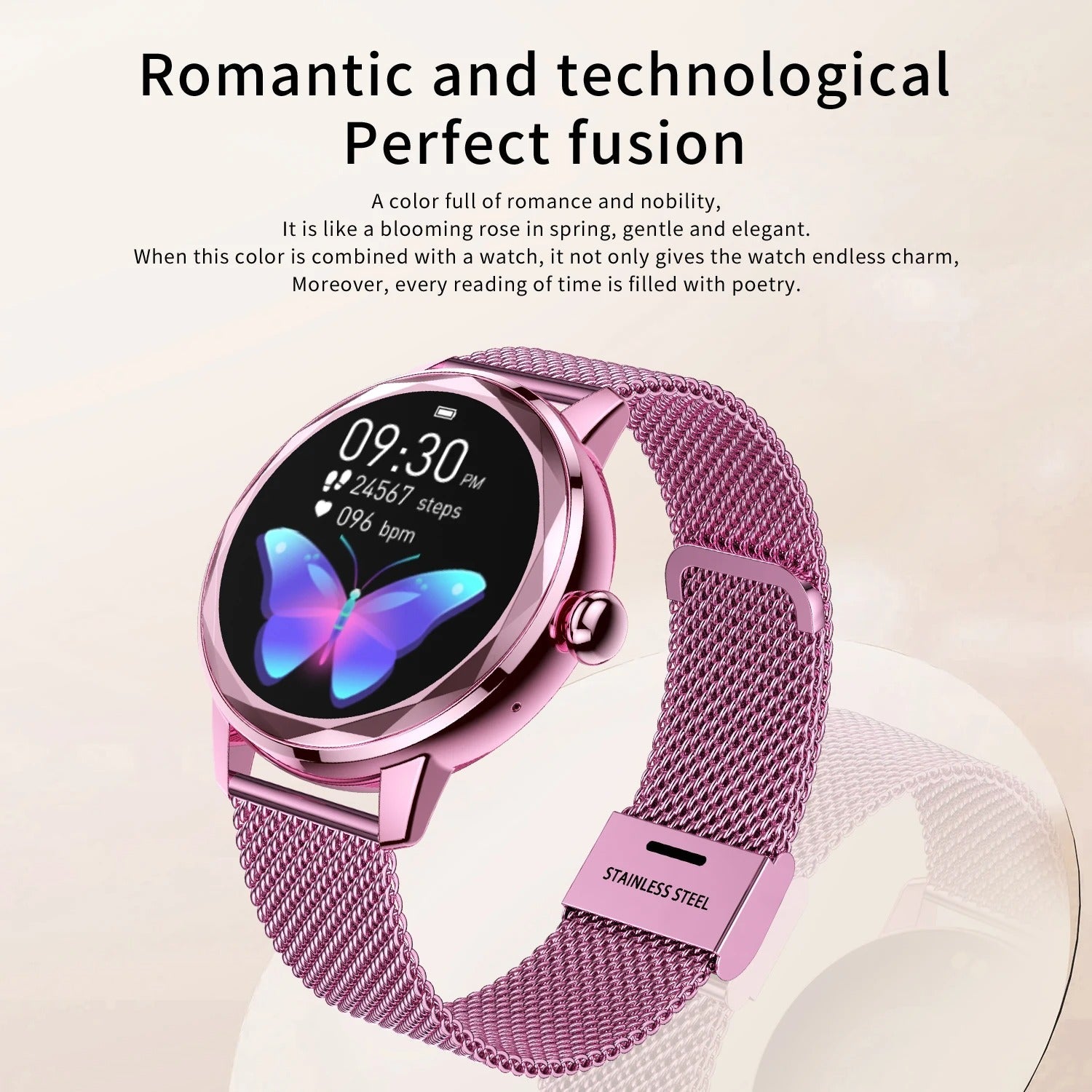 Ladies Smartwatch Smart Gold – Luxury Sports Watch Stainless Steel