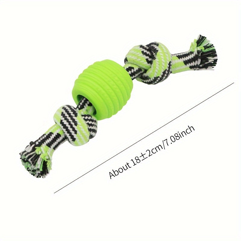Interactive Dog Chew Toy – With Colourful Knots and Rubber Ball