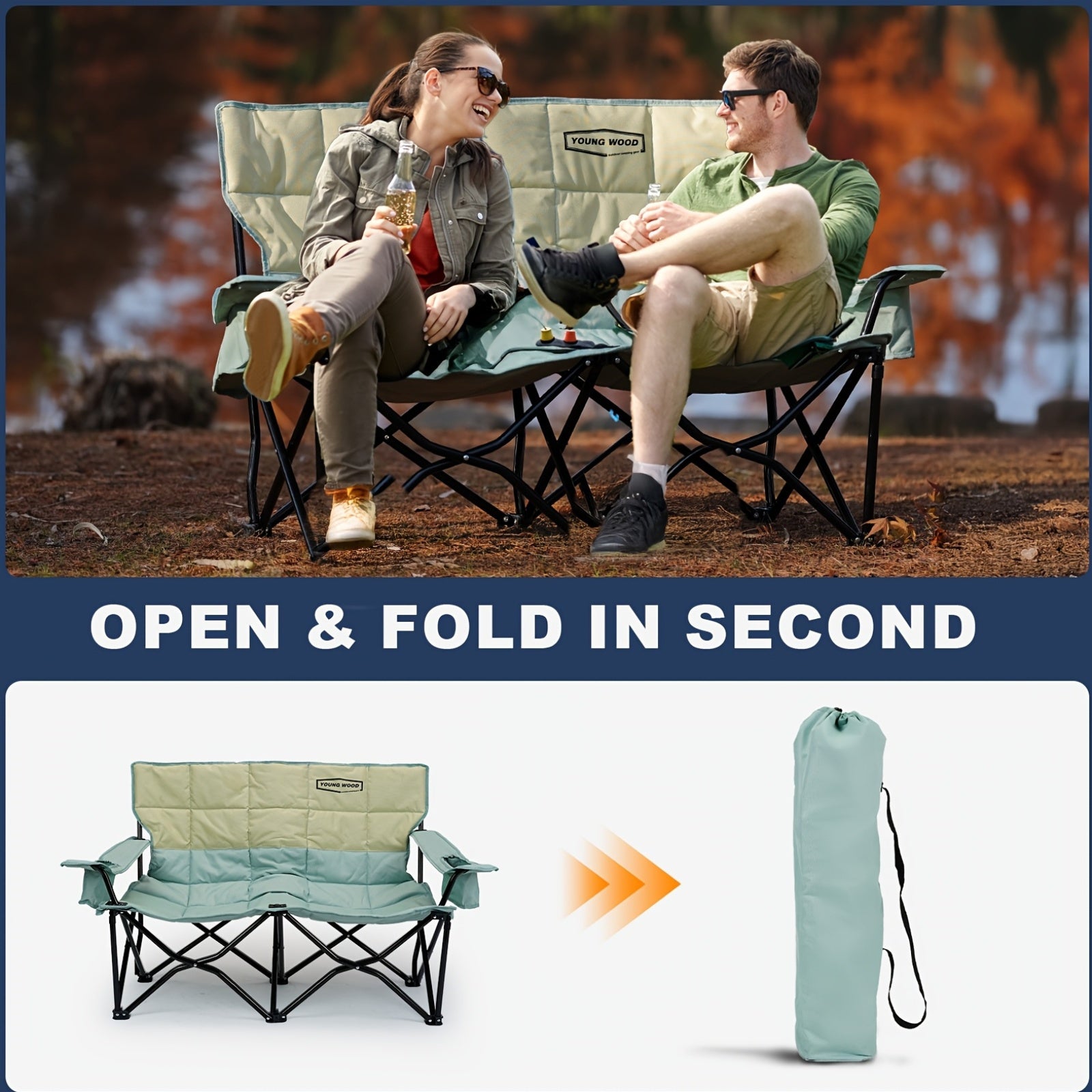 CampEase Loveseat Camping Chair – Luxury Seating Comfort for Two