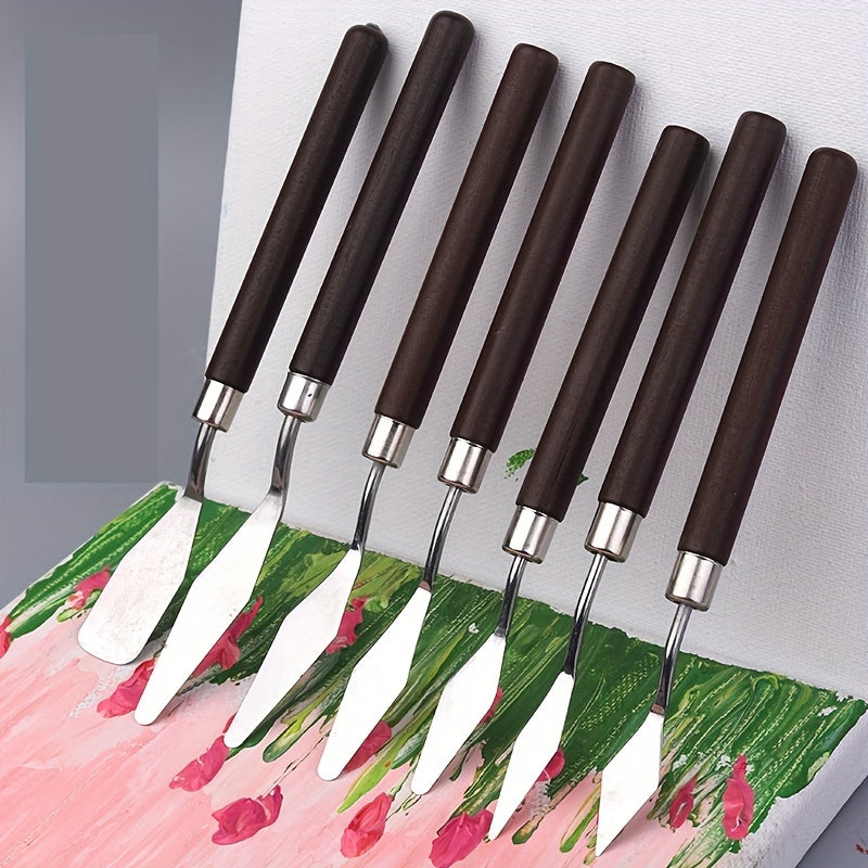 7-Piece Stainless Steel Palette Knife Set – For Painting and Colour Mixing