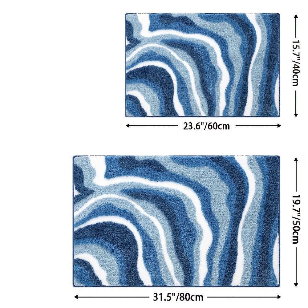 Geometric Bathroom Rug – Absorbent and Soft with Non-Slip Backing