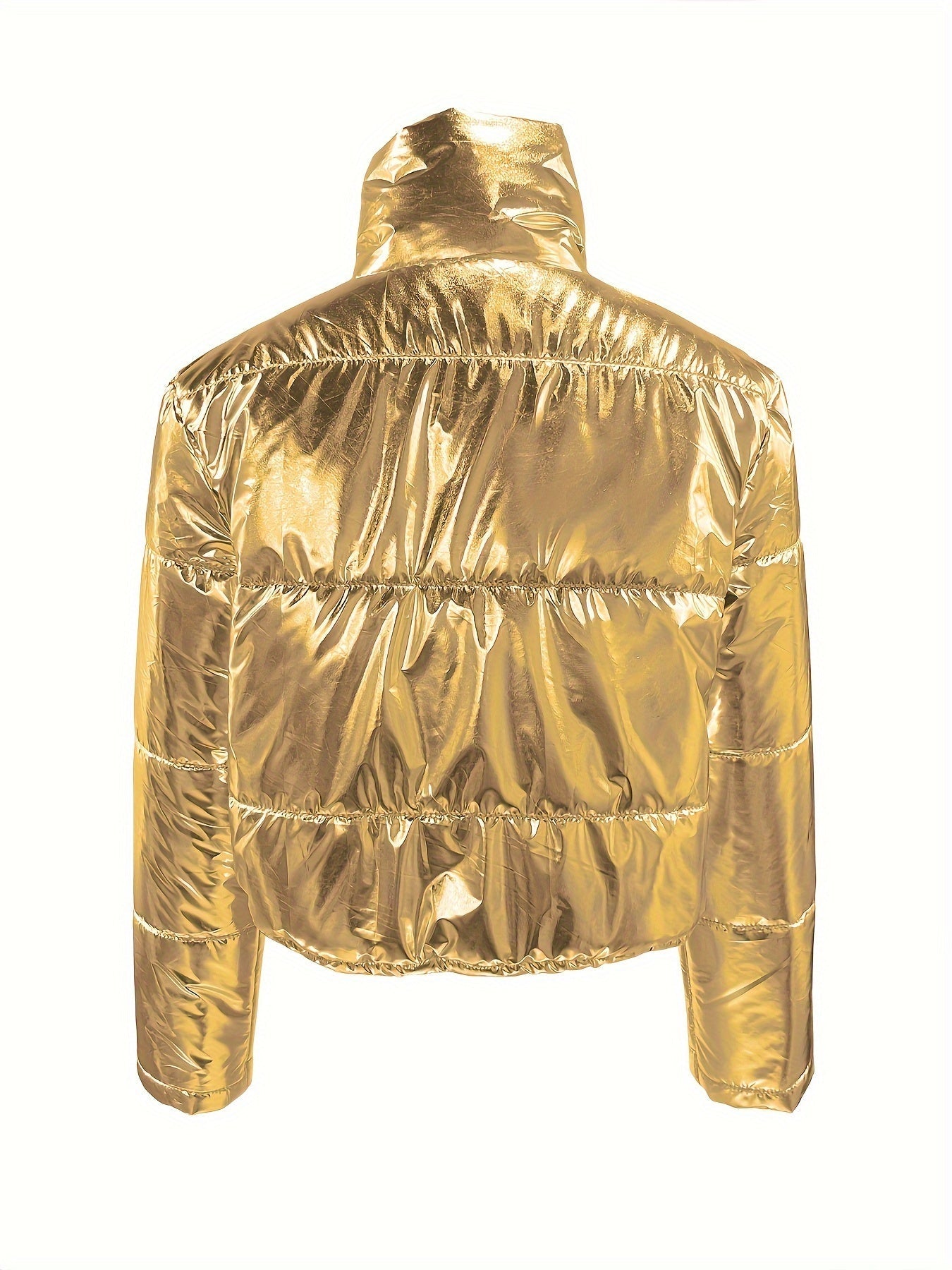 Shiny Short Jacket with Zip - Warm and Stylish Winter Jacket for Women