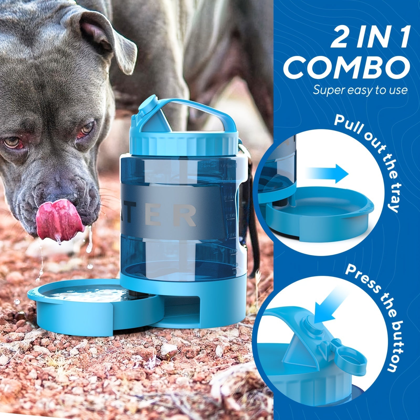 Large Capacity 74oz Dog Water Bottle – Portable Bowl for Outdoor Adventures