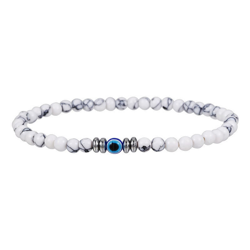 Men's Bracelet Made of 4 mm Natural Stone with Evil Eye Bead – Thor