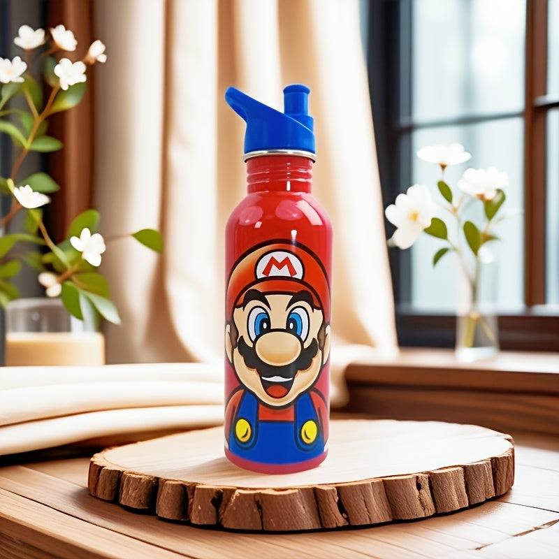 Super Mario Water Bottle - Stainless Steel Drink Bottle with Cap for Children