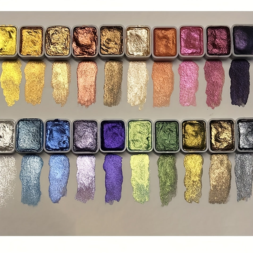 Pearl Watercolour Paint Set – 20 Colours in Solid Form for Painting and Calligraphy