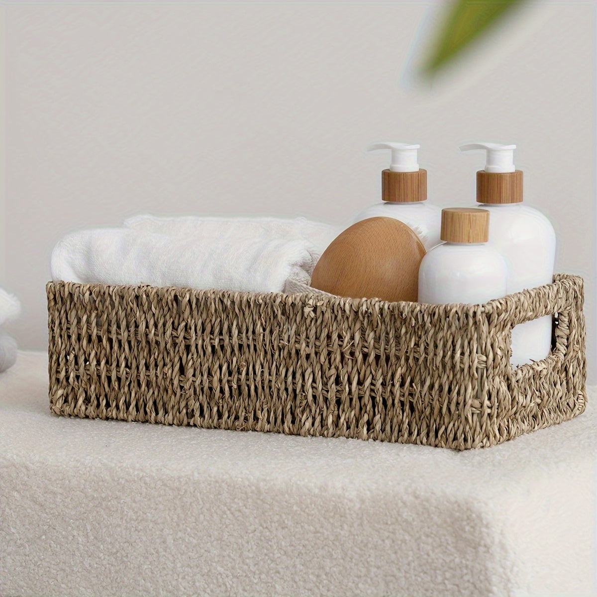 Handmade Seagrass Storage Basket – Ideal for Bathroom and Toilet