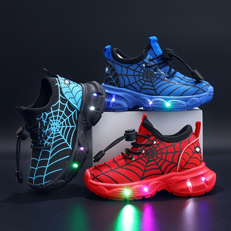 SpiderWeb LED Sneakers - Dazzling Adventures for Kids