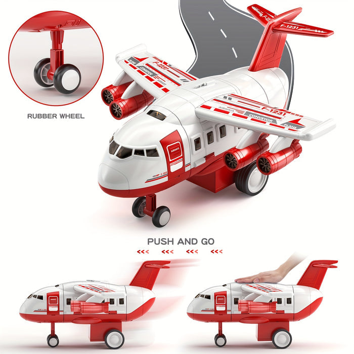 AdventurePlay Airplane and Fire Engine Set - Race Track and Garage Toy for Children