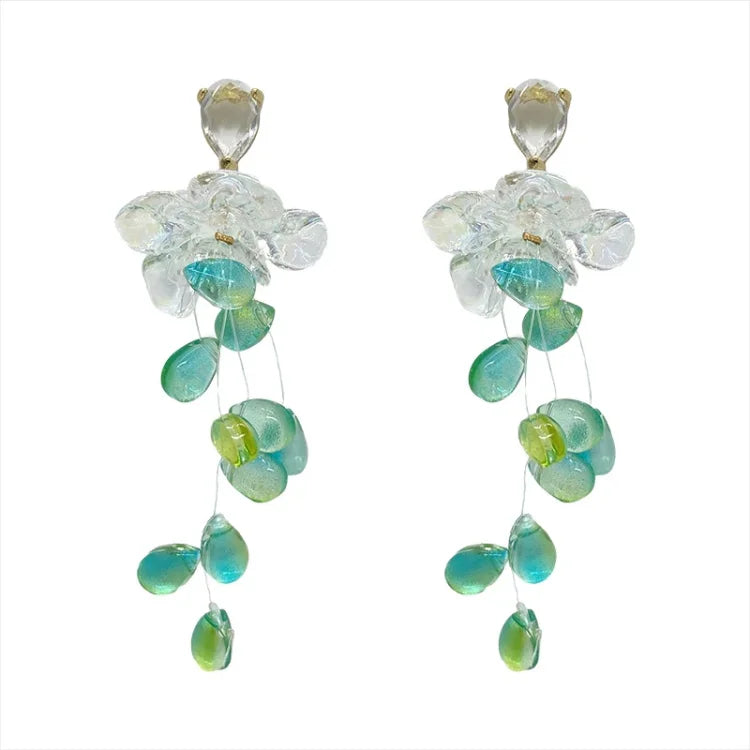 Crystal Flower Tassel Earrings – Sophia