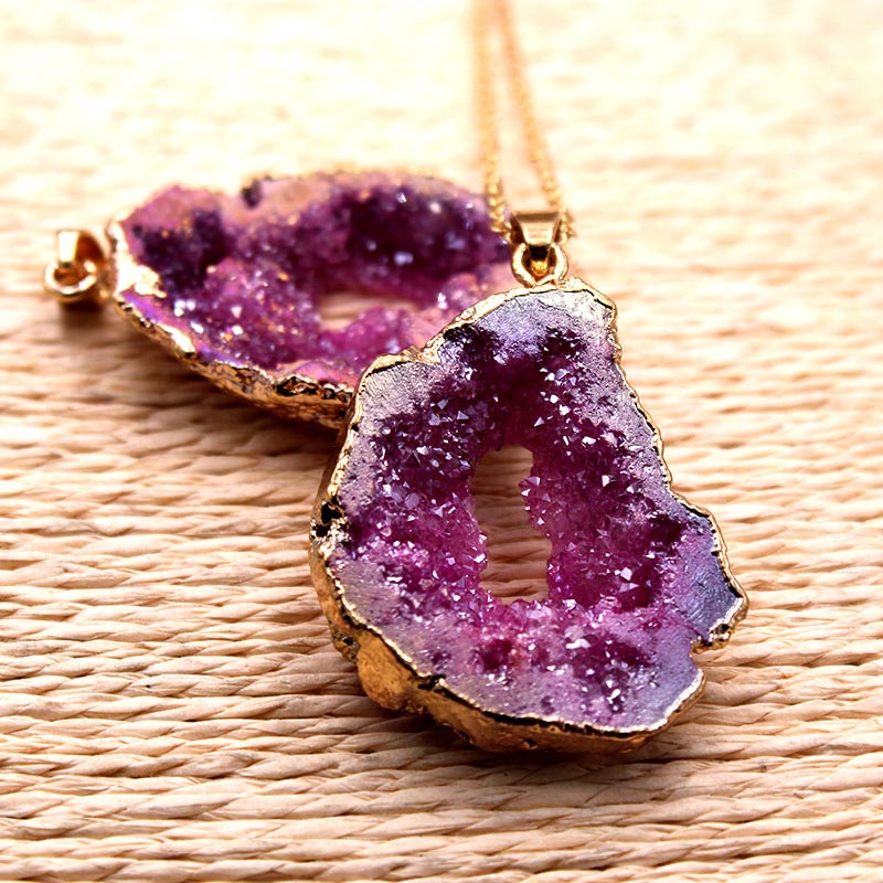 Natural Crystal Geode Pendant – Gaia