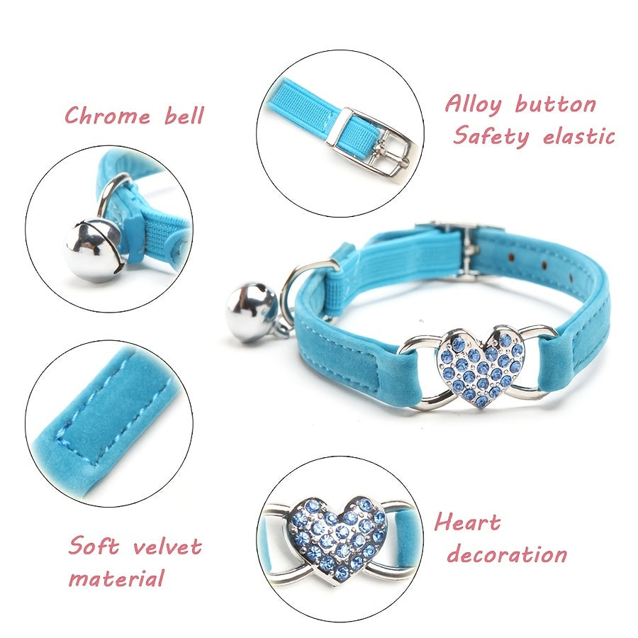 Sparkling Heart Cat Collar – Add a Luxurious Touch to Your Cat's Look