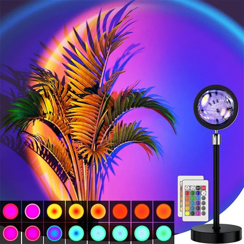 16 Colours RGB USB Sunset Light - Neon LED Rainbow Night Lamp and Photography Projector for Mobile Self-Portraits