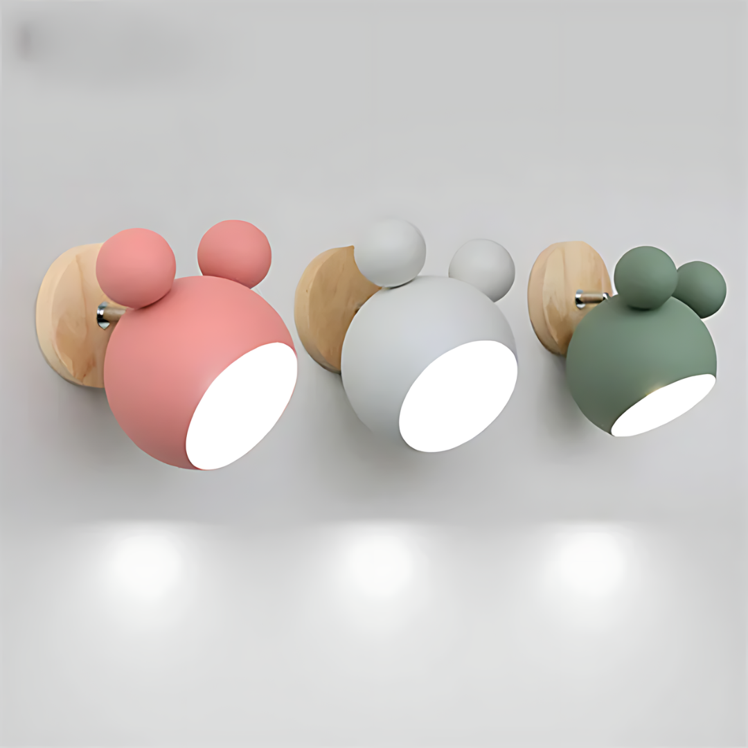 LumiMickey Nordic Wall Light | Adorable Mickey-shaped LED sconce for a cozy children's bedroom and playroom.