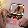 GlowLuxe LED Vanity Case | Portable beauty organizer with adjustable LED mirror for flawless