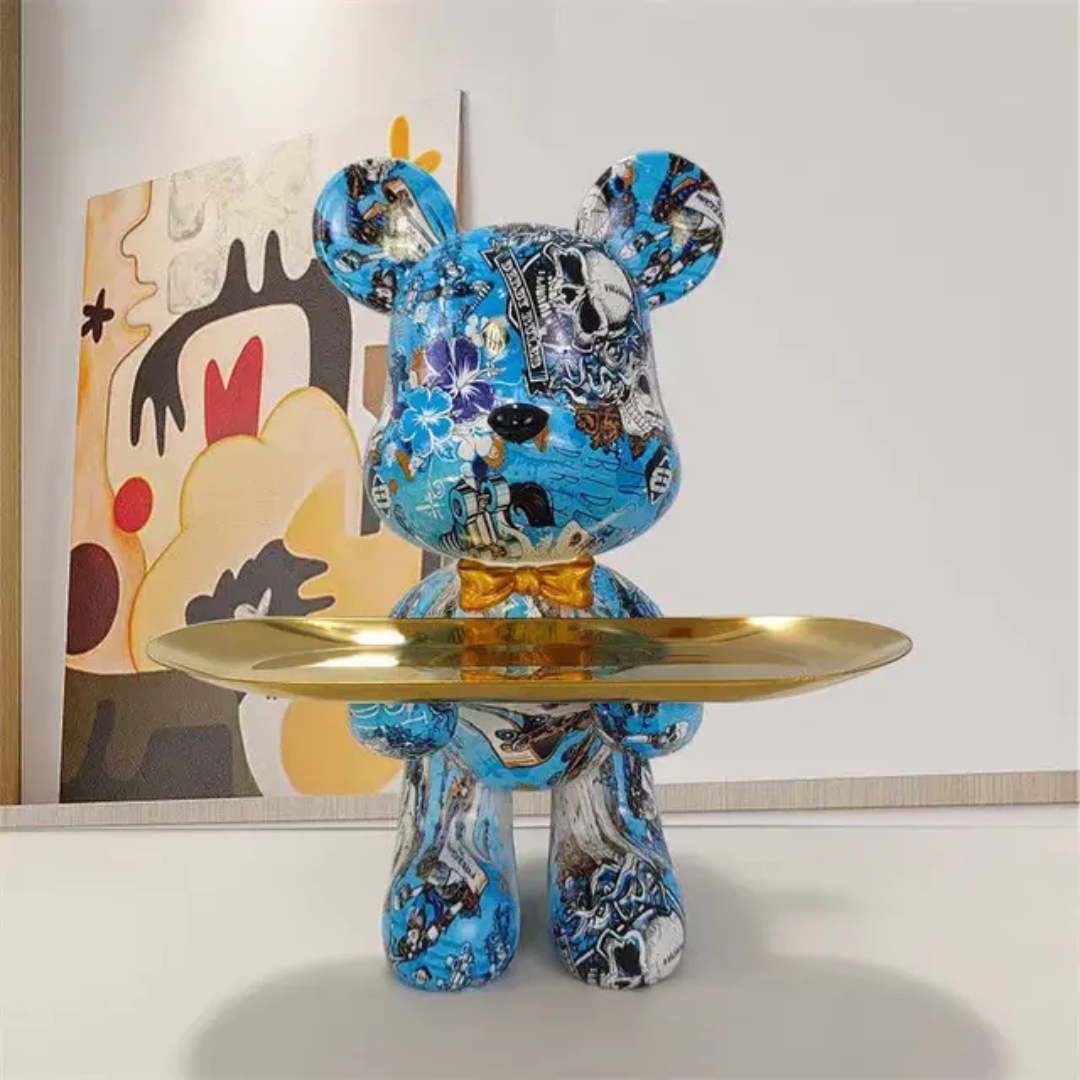 Shyro | Blue and Gold Figurine | Modern Luxury | Unique Decorative Artwork | Interior Decoration | Living Room and Office | Resin Material | 23 x 18 x 29 cm