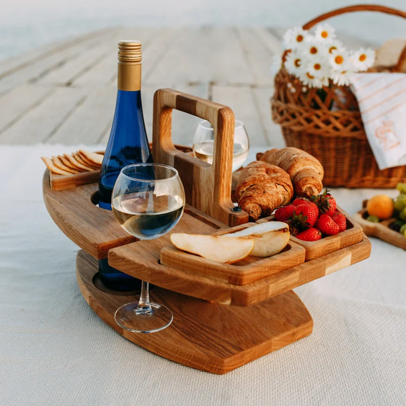 VinHolz | Portable Wooden Picnic Wine Table