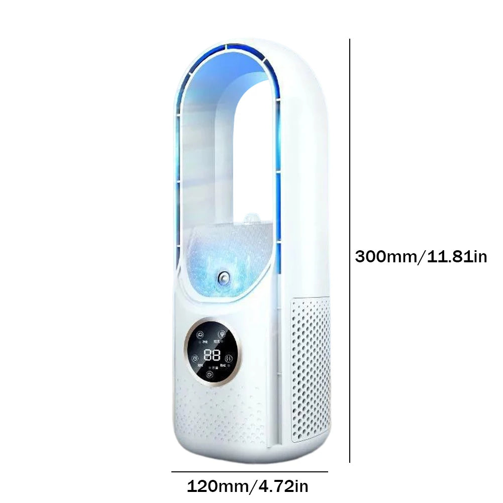 202Portable Airco - Portable Silent Air Cooler - USB-Powered - 6 Speeds - For Home, Office & Travel - White/Blue