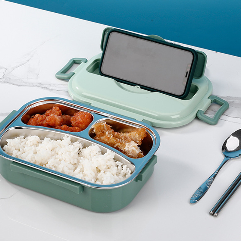 Stainless Steel Thermo-Lunchbox – Inner Lining Made of Stainless Steel – 3 or 4 Compartments with Soup Bowl – Wall Clock