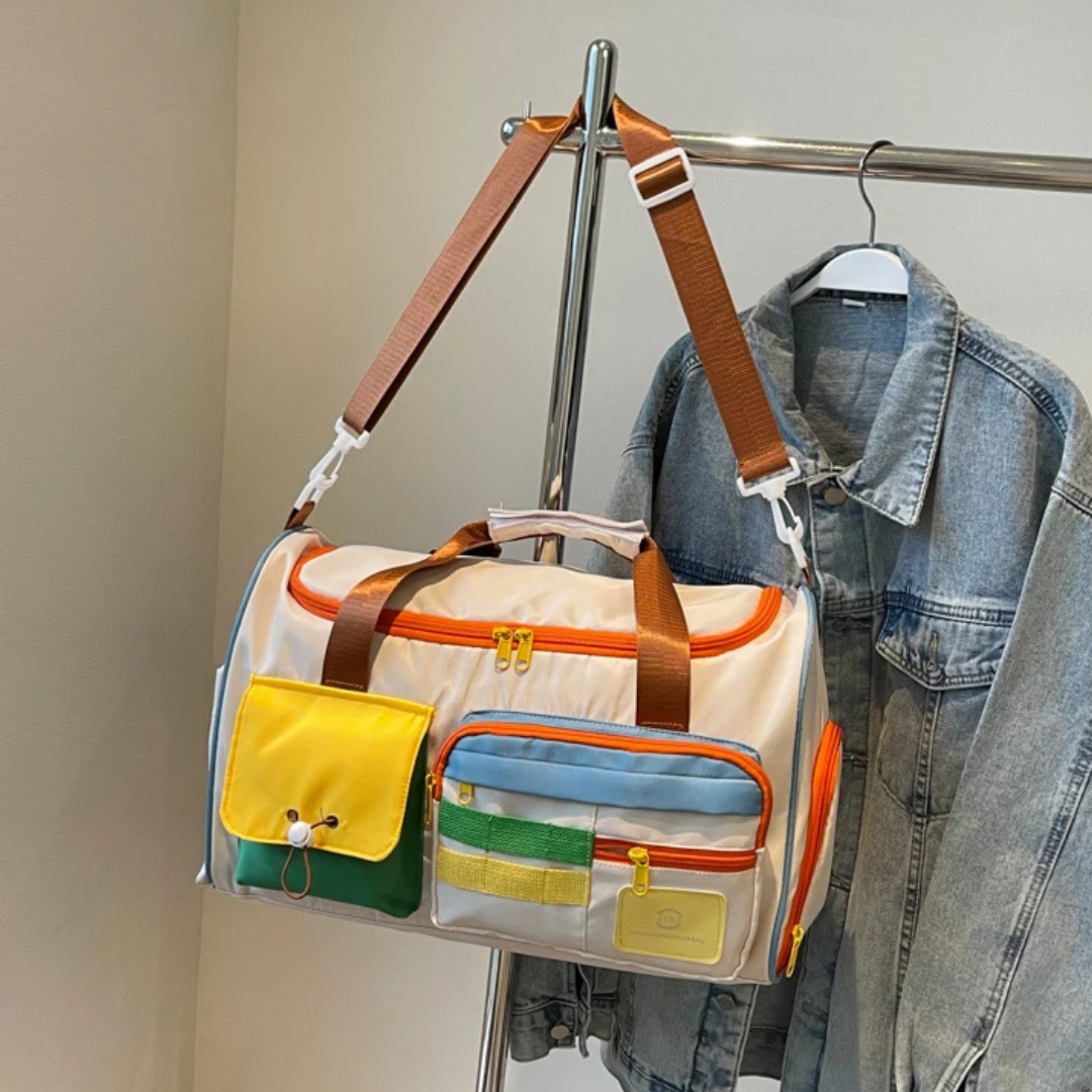 Lightweight Duffel Bag with Colour Blocks - FlexaBag