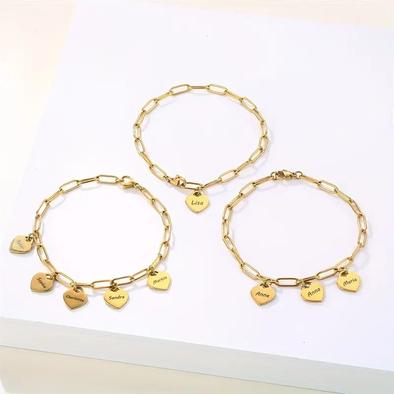VeraLuxe Heartfelt Bracelet | Custom Engraved Heart Jewelry for Unforgettable Bonds