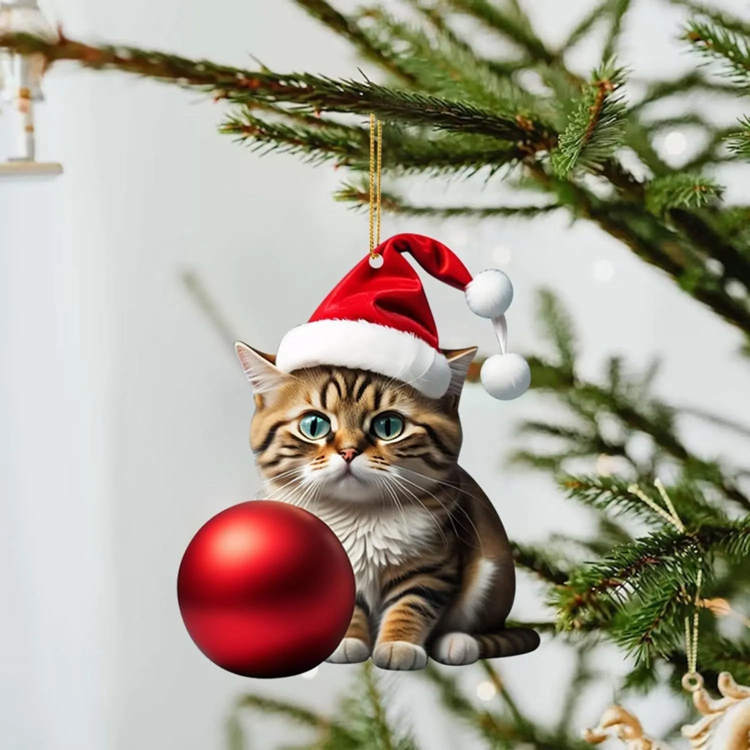 Christmas Cat Ornament - Cute Festive Tree Decoration