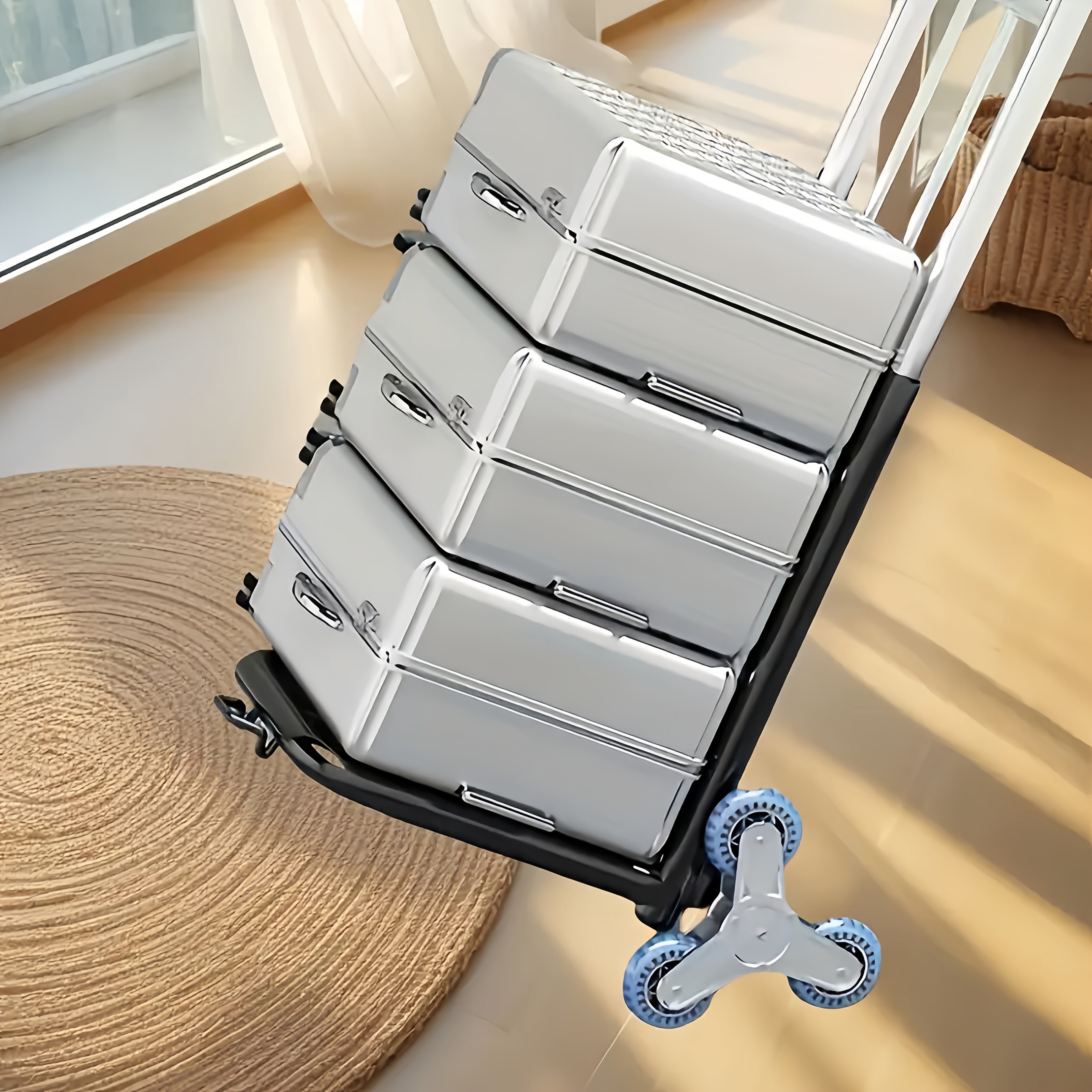 Heavy-Duty Tri-Wheel Stair-Climbing Hand Truck – Portable Folding Dolly for Heavy Loads