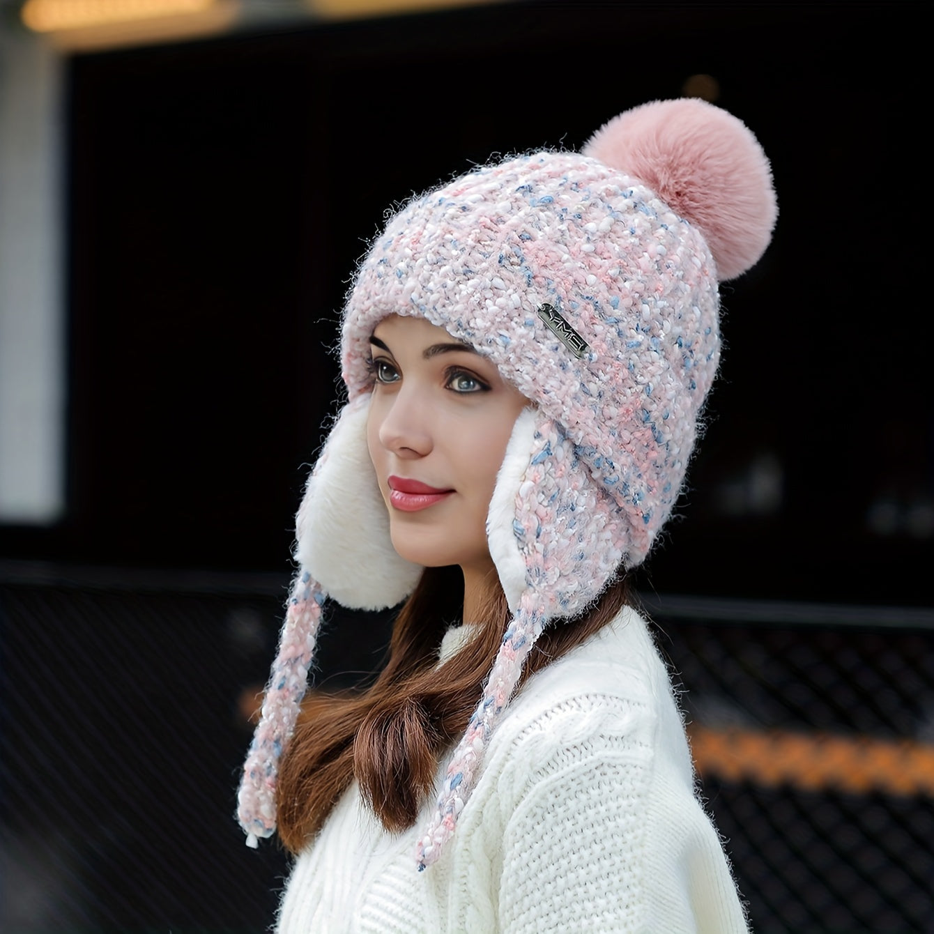 Olivia Warm Winter Hat – Knitted Hat with Fleece and Ear Flaps
