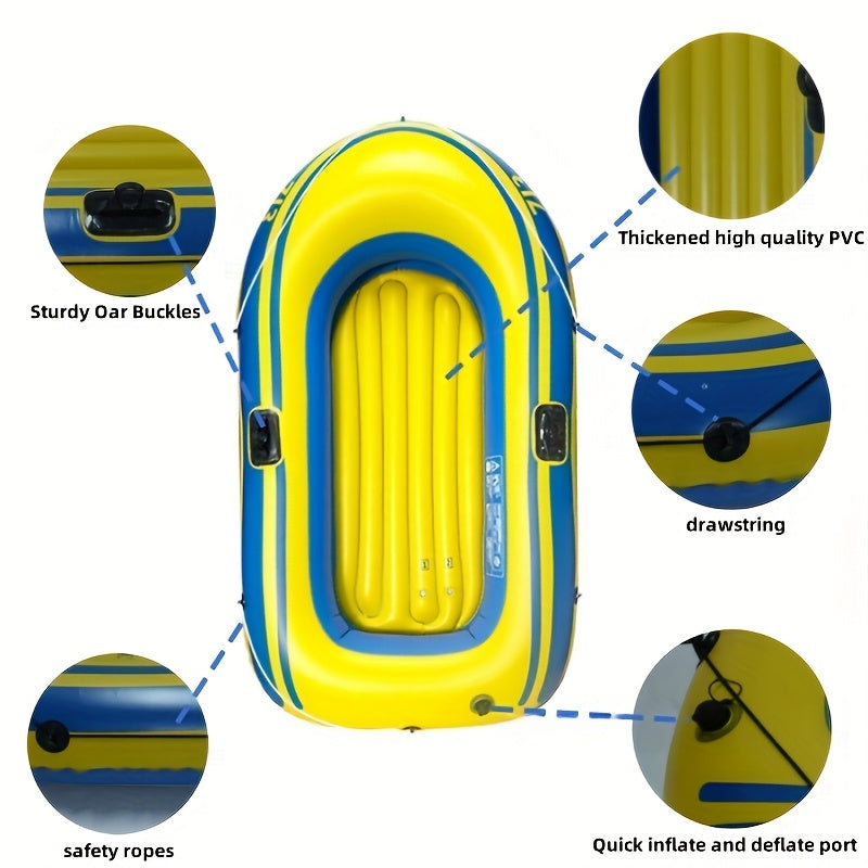 Inflatable Fishing Boat Set – Lightweight PVC Boat for 2 People with Paddles