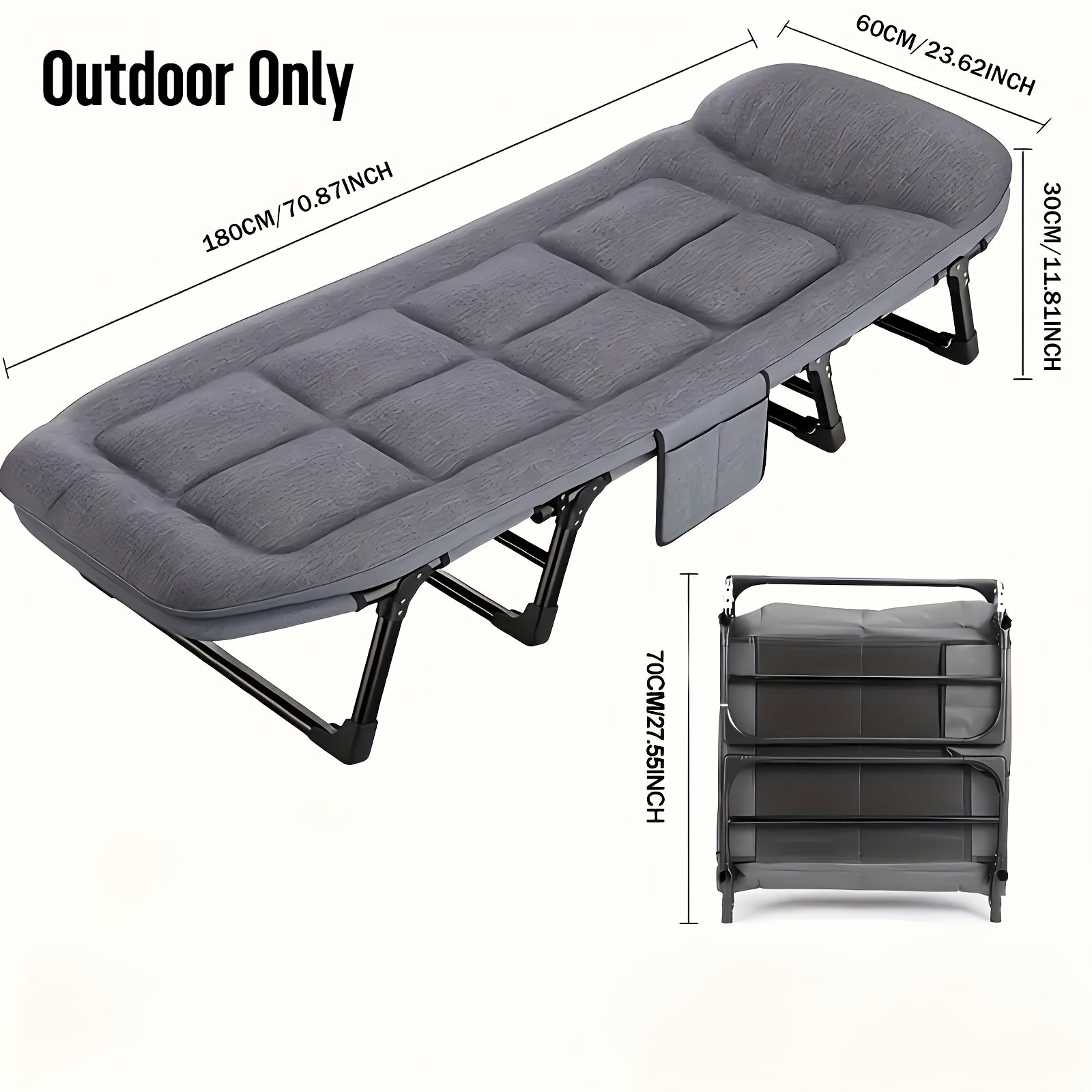 Foldable Camping Bed for Adults – Lightweight Aluminium and Stainless Steel Frame