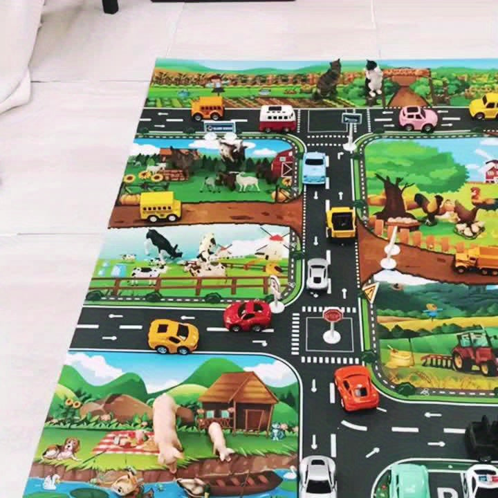 Interactive Play Mat Adventure – Explore Farm and Traffic With Toys