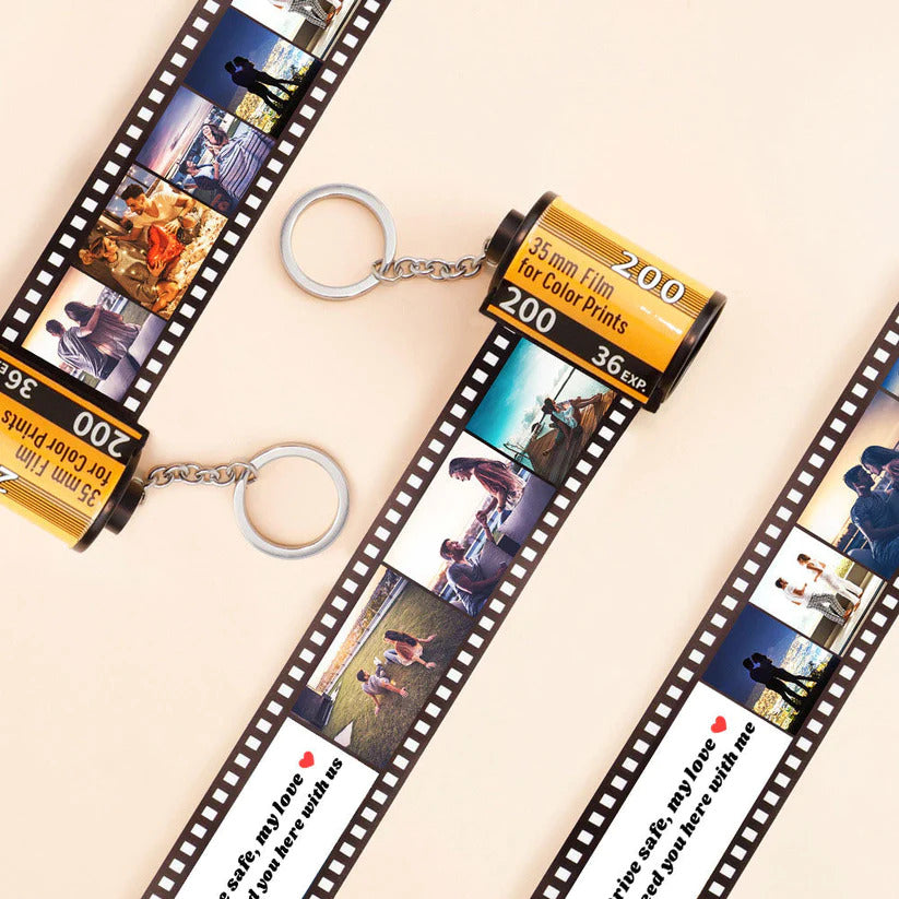 MemoirLuxe Photo Film Keychain | Customizable memory holder for heartfelt gifts