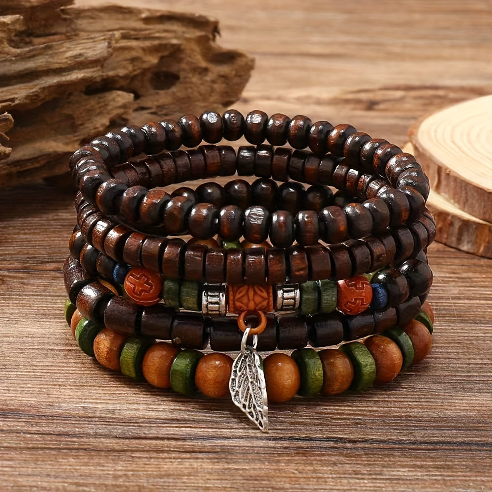 Natural Wooden Bead Bracelets Set - For the Stylish Man
