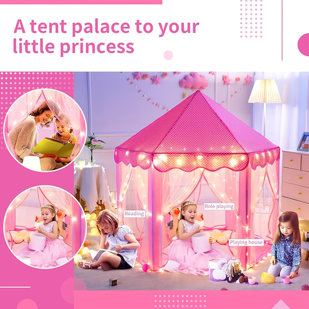 Princess Play Tent with Star Lighting – Perfect for Indoor or Outdoor Play
